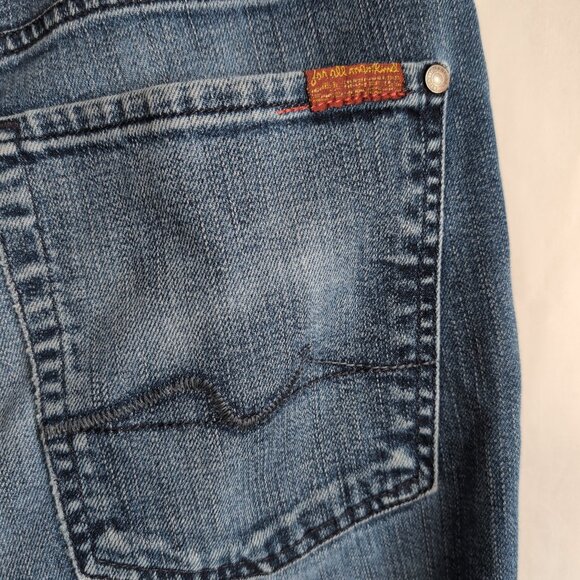 7 For All Mankind Men's Foolproof Slimmy Dark Blue Denim Jeans, Size 32 - Picture 6 of 10
